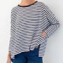 Catalina Slub Tee White & Navy Stripes OS