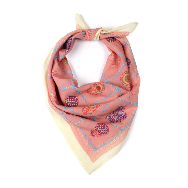 Cotton Bandana Flowerscape Tea Rose