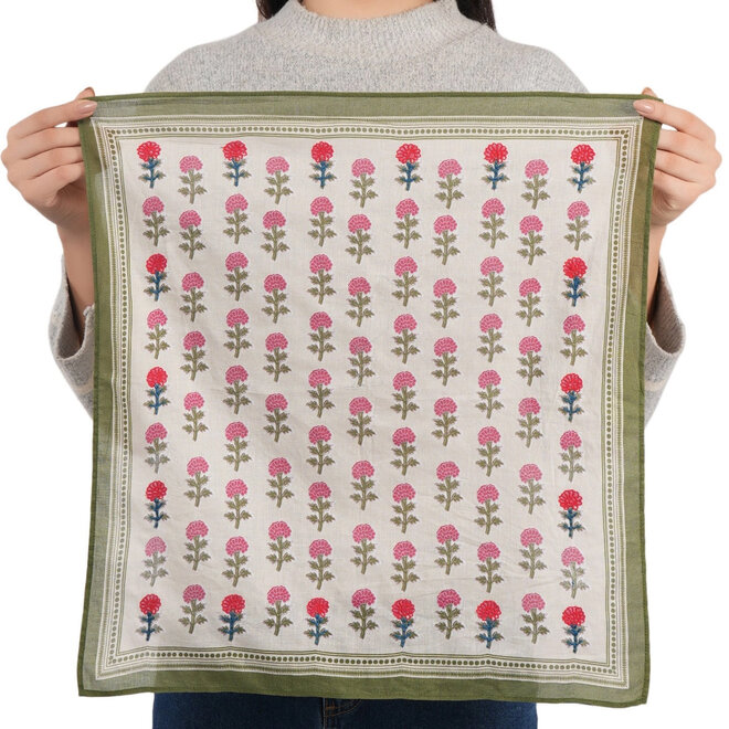 Bandana Embroidered Heritage Bloom Cream