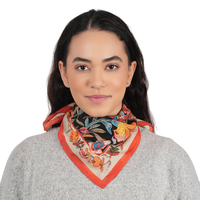 Bandana Rosette Floral Black