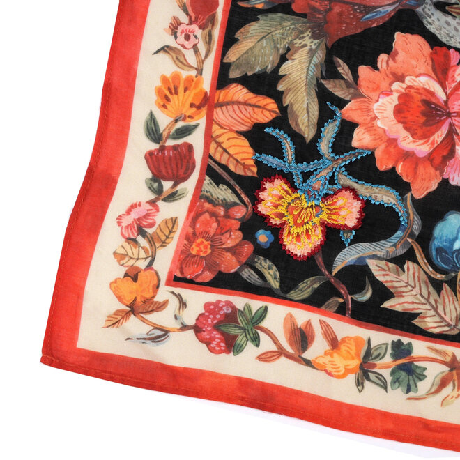 Bandana Rosette Floral Black