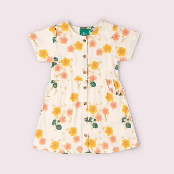 Dress Flora Button Through Cream