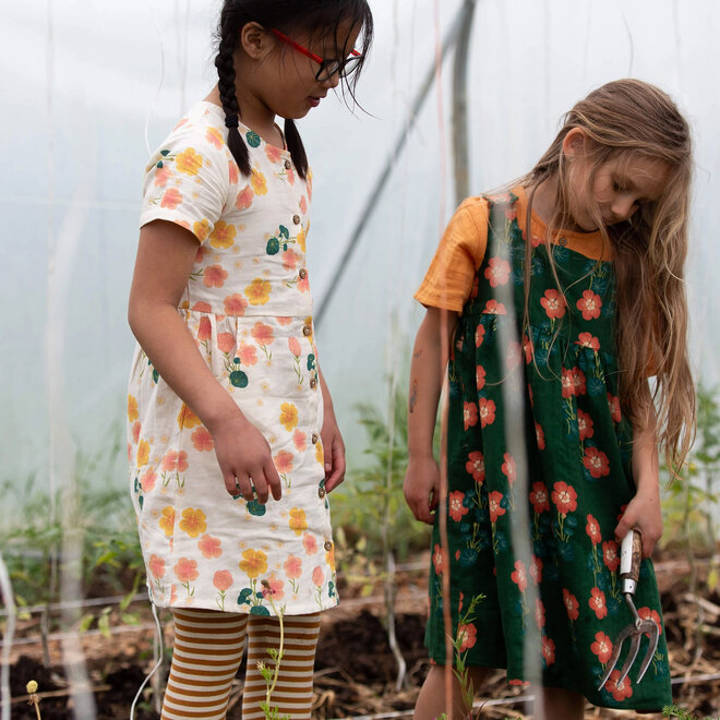 Dress Flora Button Through Cream