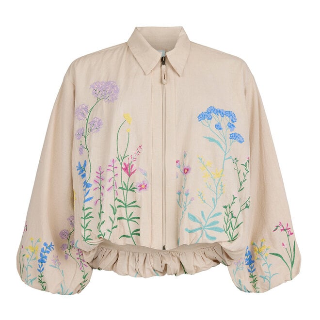 Jacket Embroidery Flower Cream