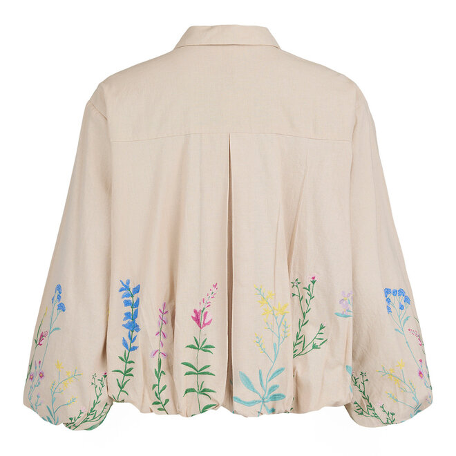 Jacket Embroidery Flower Cream