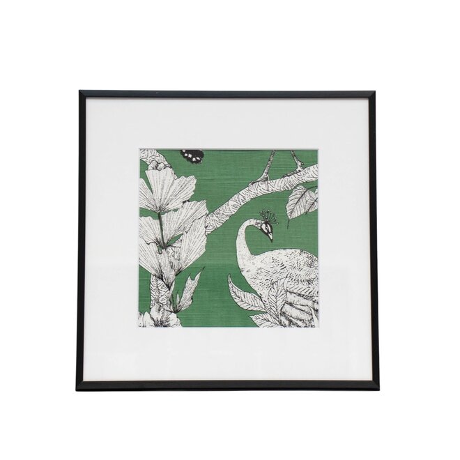 Framed Fabric Peacock