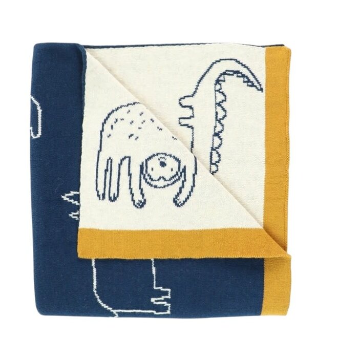Reversible Blanket Animal Friends Navy