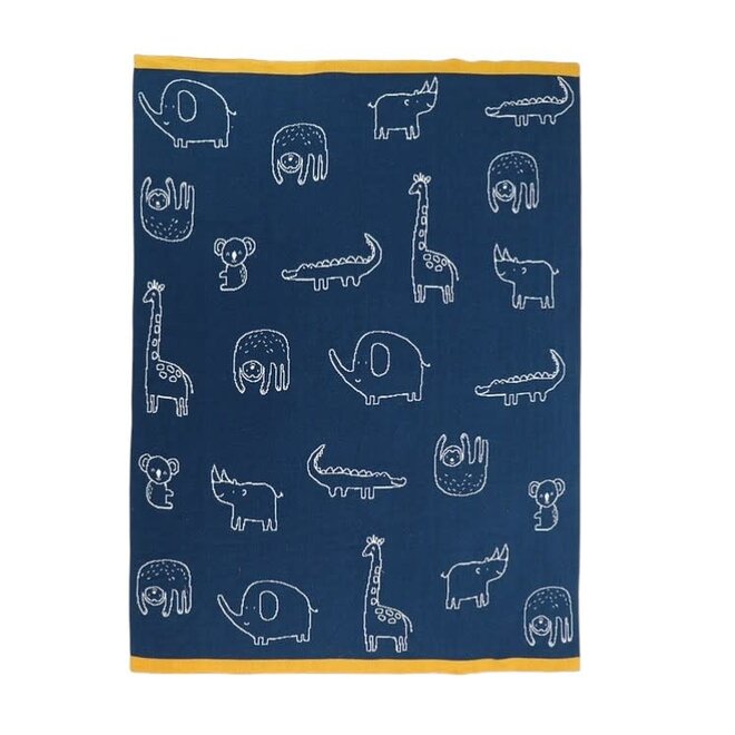 Reversible Blanket Animal Friends Navy