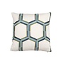 Pillow Embroidered Hexagon in Blues 15 x 15in