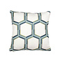 Pillow Embroidered Hexagon in Blues 16 x 16in