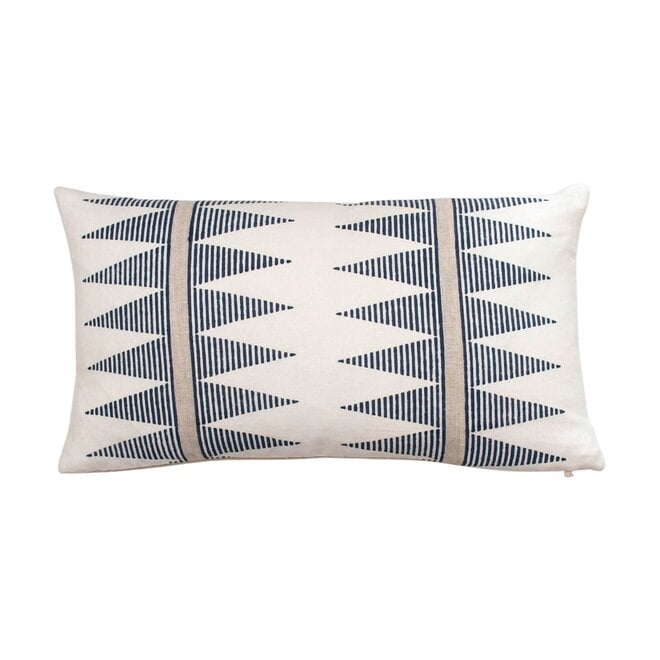 Pillow Geometric Navy Blue 11 x 19in