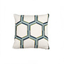 Mini Pillow Embroidered Hexagon in Blues 12 x 12in