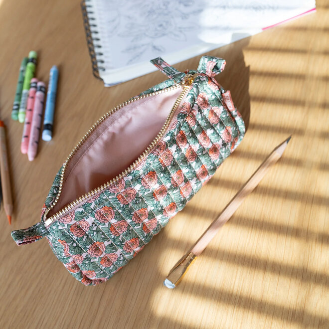 Pencil Pouch Quilted Rose