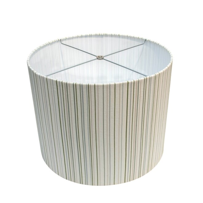 Fabric Lampshade Stripes Green & Blues 18"D x 14"H