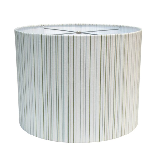 Fabric Lampshade Stripes Green & Blues 18"D x 14"H