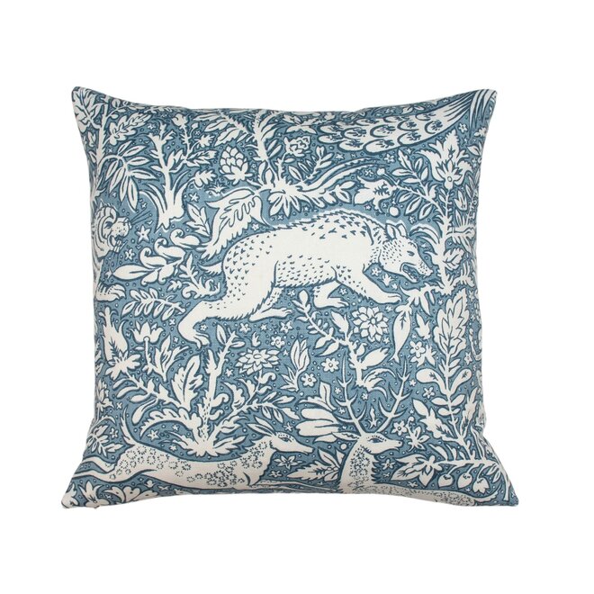 Pillow Woodland Toile Blue 18 x 18in 2