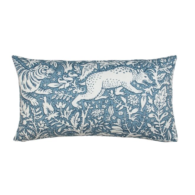 Pillow Woodland Toile Blue 11 x 20in