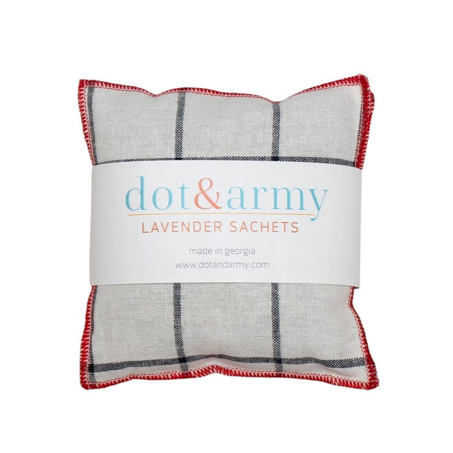 Lavender Sachets Linen Windowpane Cherry Set of 2