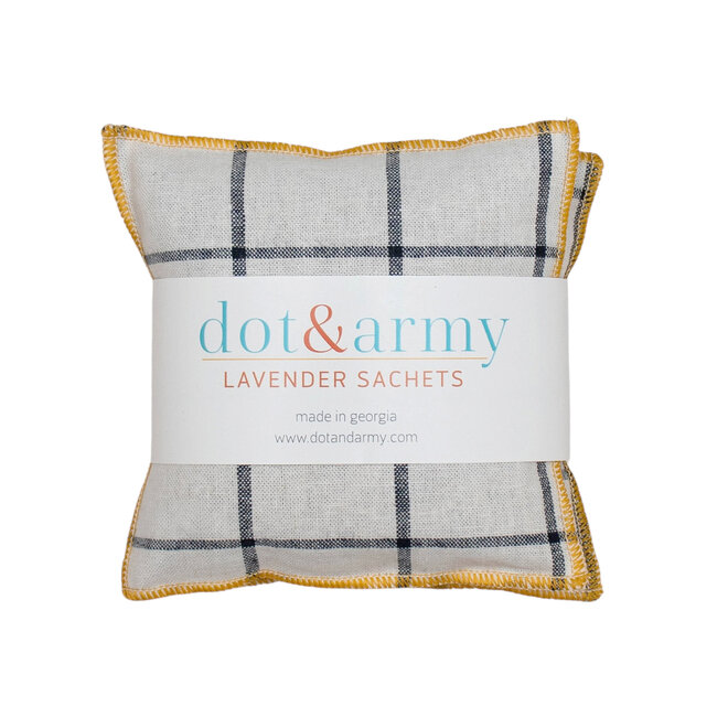 Lavender Sachets Linen Windowpane Honey Set of 2