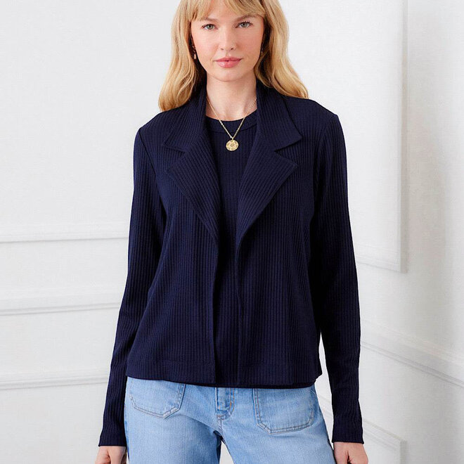 Jacket Ribbed Knit Navy