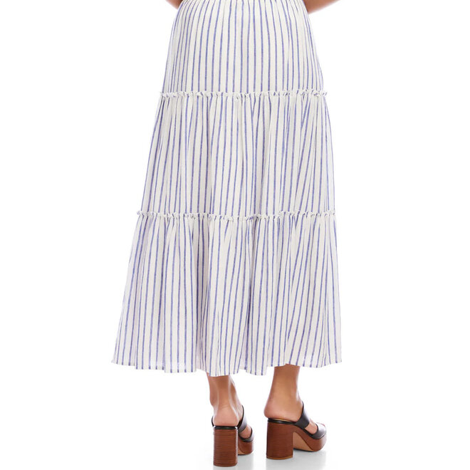 Midi Skirt Stripe Off White & Blue