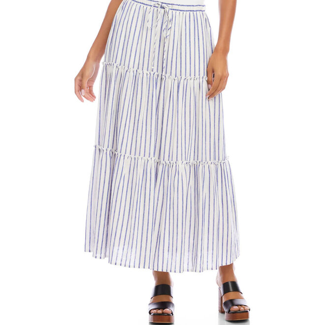 Midi Skirt Stripe Off White & Blue