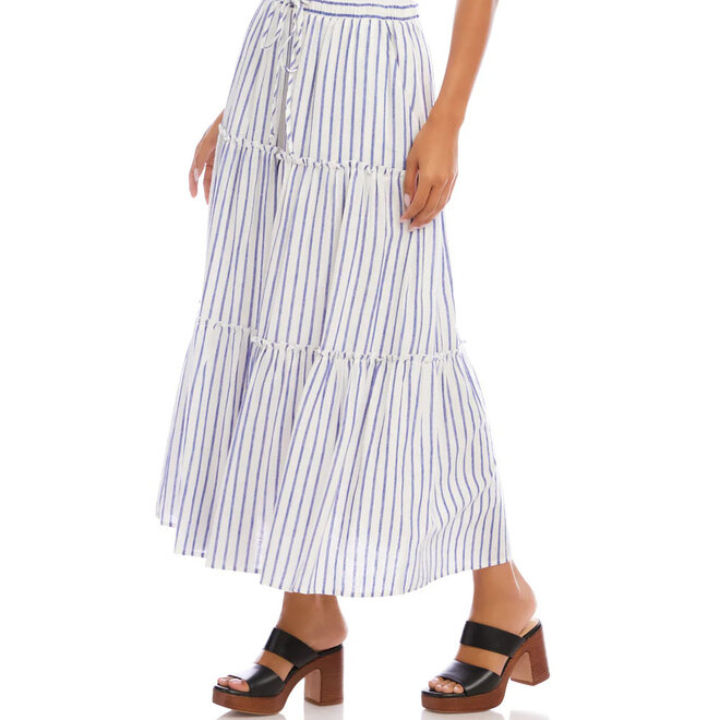 Midi Skirt Stripe Off White & Blue