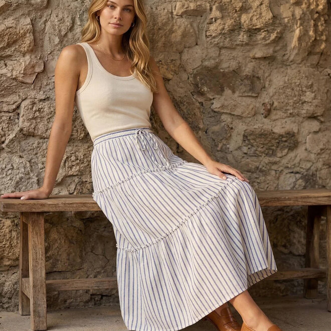 Midi Skirt Stripe Off White & Blue