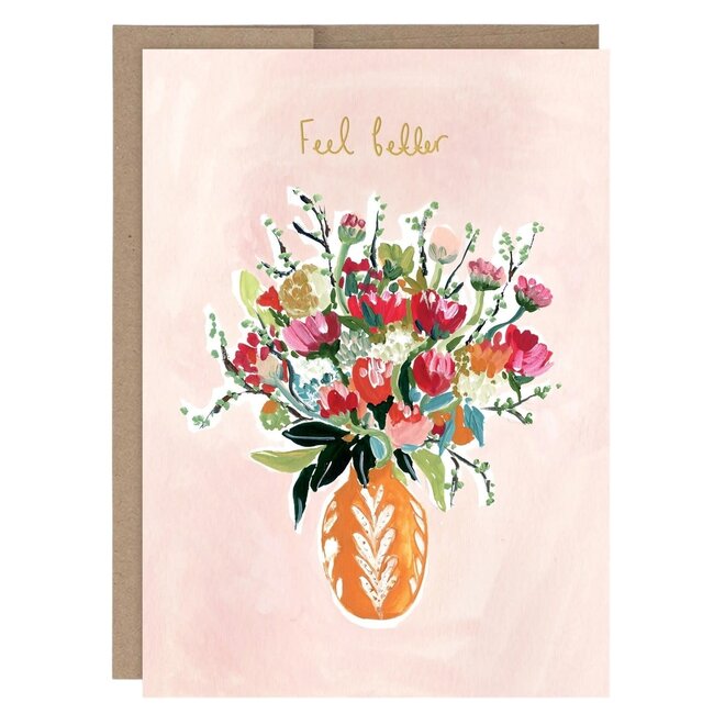 Card Get Well Vase of Flowers
