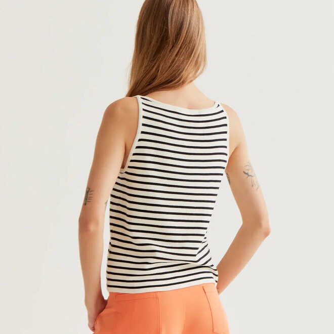 Top Flower Stripes Black