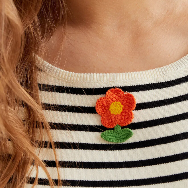 Top Flower Stripes Black