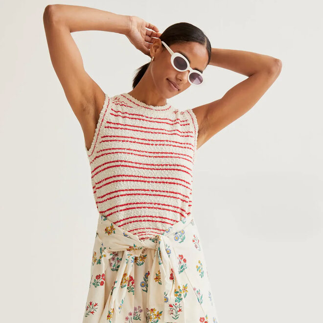 Knit Top Stripes Red