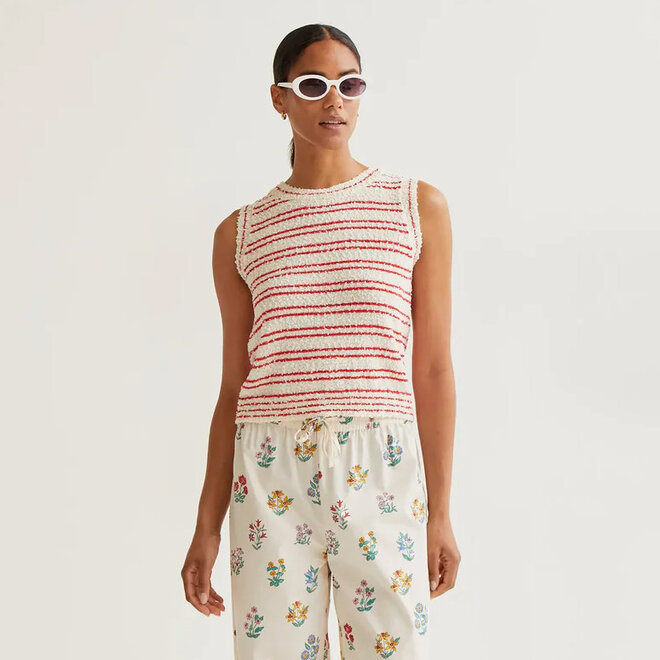 Knit Top Stripes Red