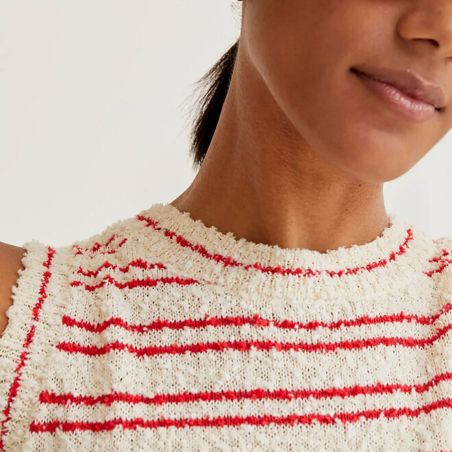 Knit Top Stripes Red