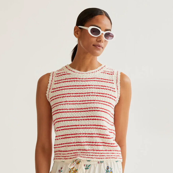 Knit Top Stripes Red
