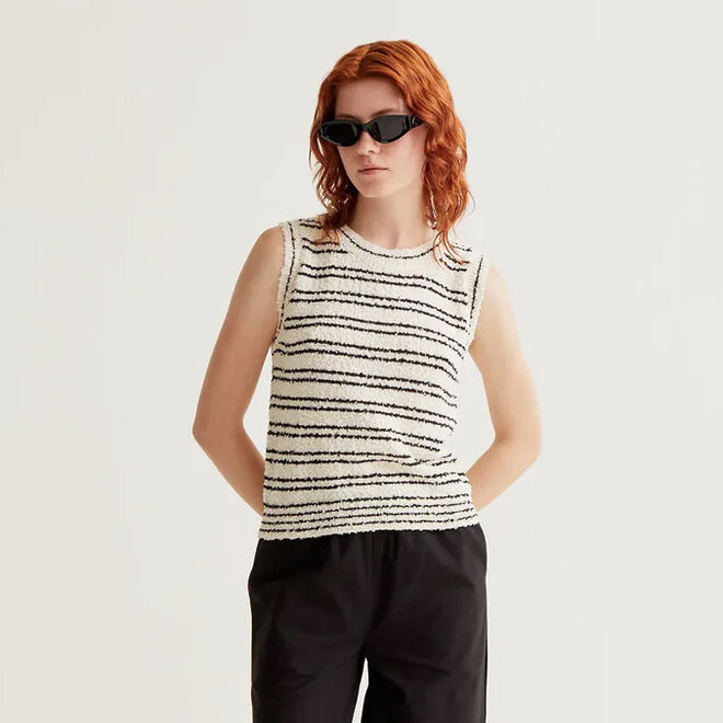 Knit Top Stripes Black