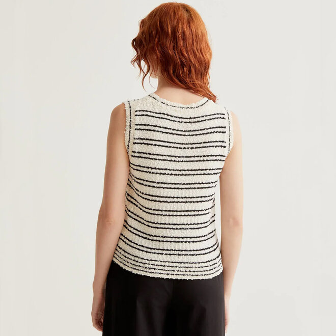 Knit Top Stripes Black