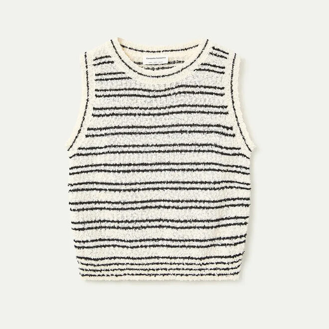 Knit Top Stripes Black