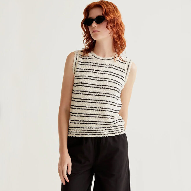 Knit Top Stripes Black