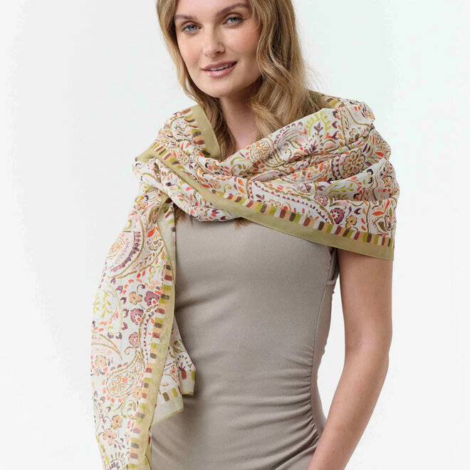 Scarf Paisley Design Olive