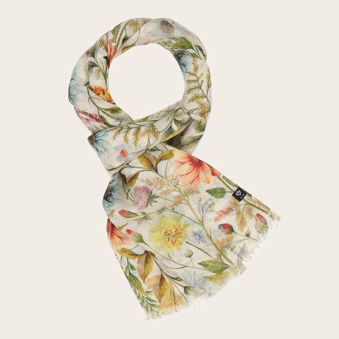 Scarf Vintage Floral Design Butter Cream