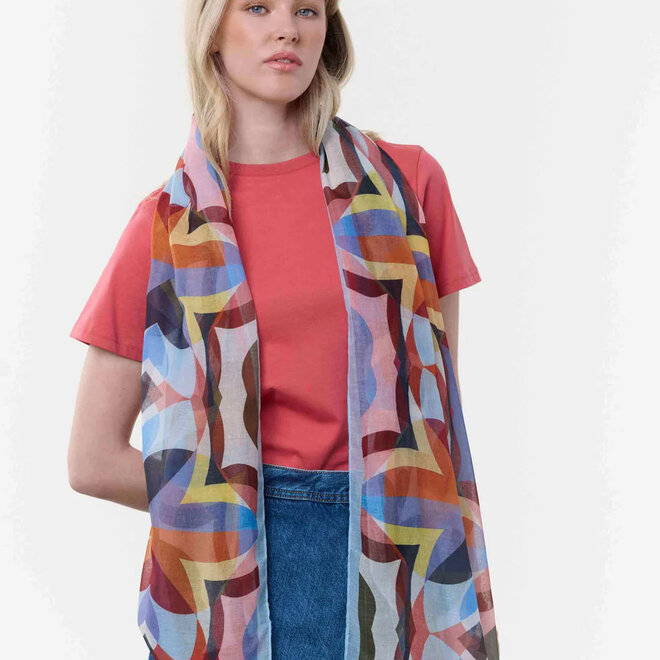 Scarf Geometric in Retro Design True Blue