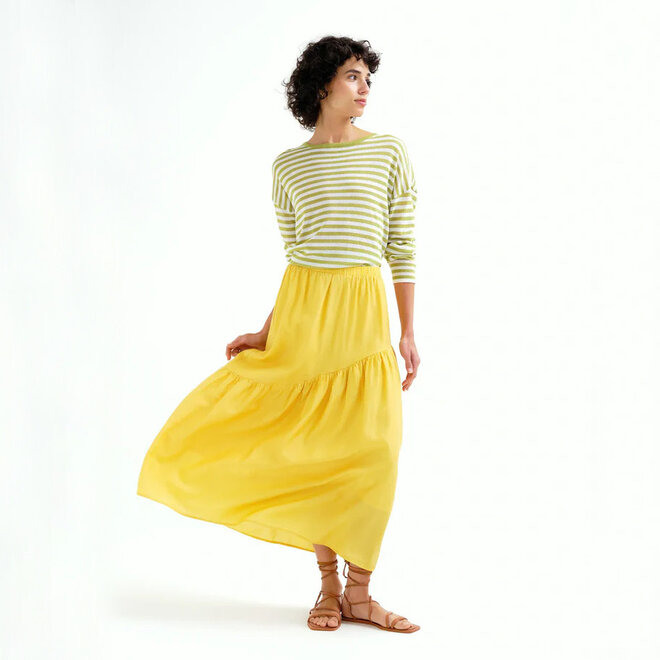 Long Skirt Yellow with Asymmetrical Cut