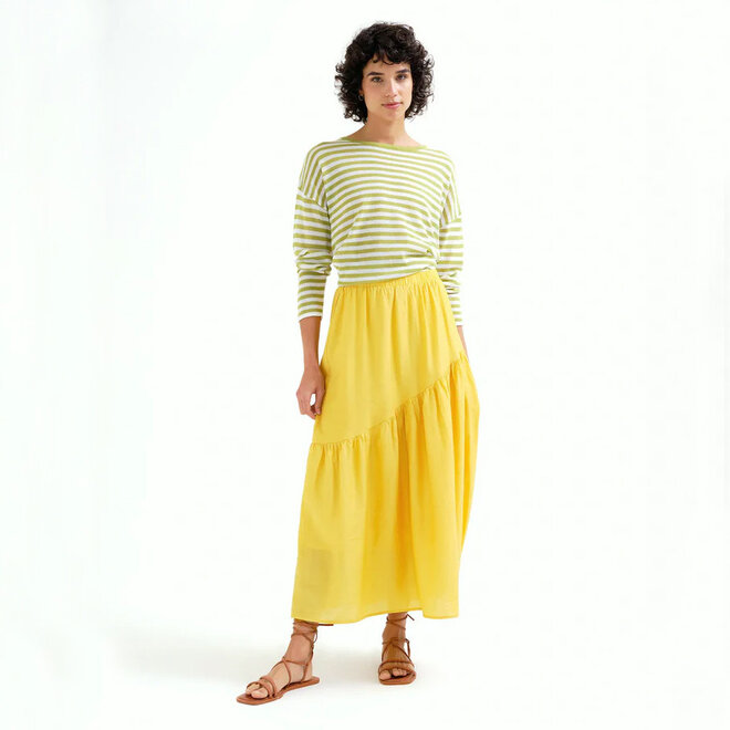 Long Skirt Yellow with Asymmetrical Cut