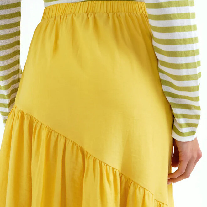 Long Skirt Yellow with Asymmetrical Cut