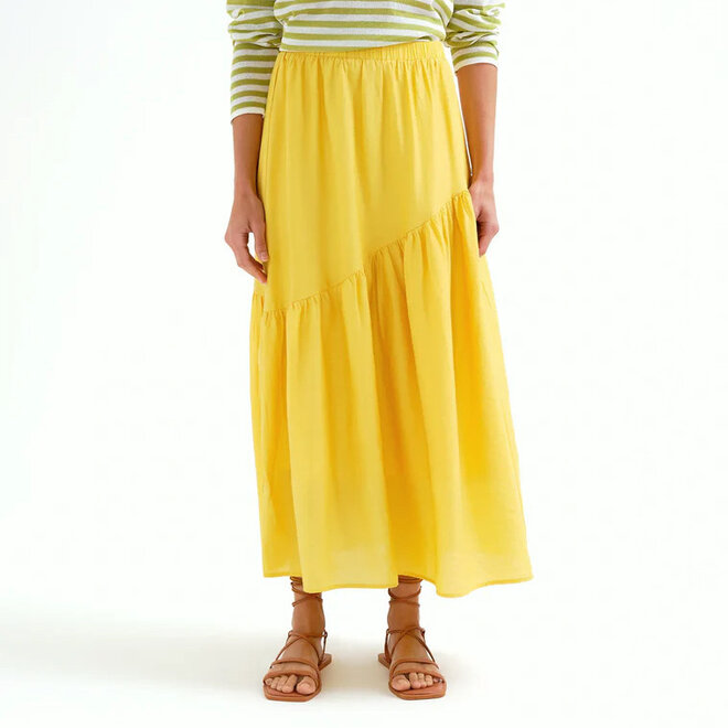 Long Skirt Yellow with Asymmetrical Cut