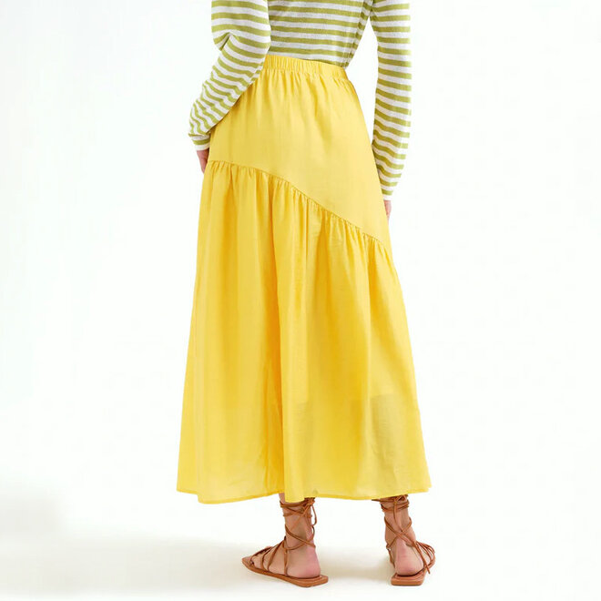 Long Skirt Yellow with Asymmetrical Cut