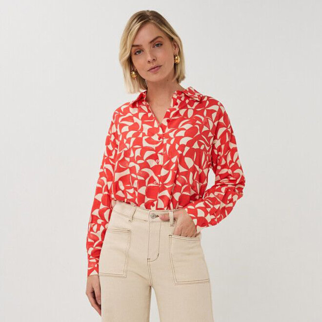 Blouse Wide Scarlet Graphic Print