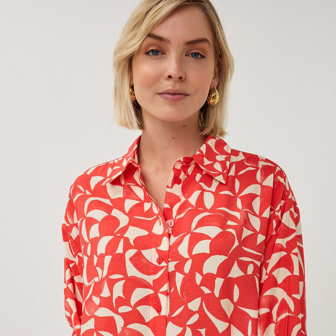 Blouse Wide Scarlet Graphic Print