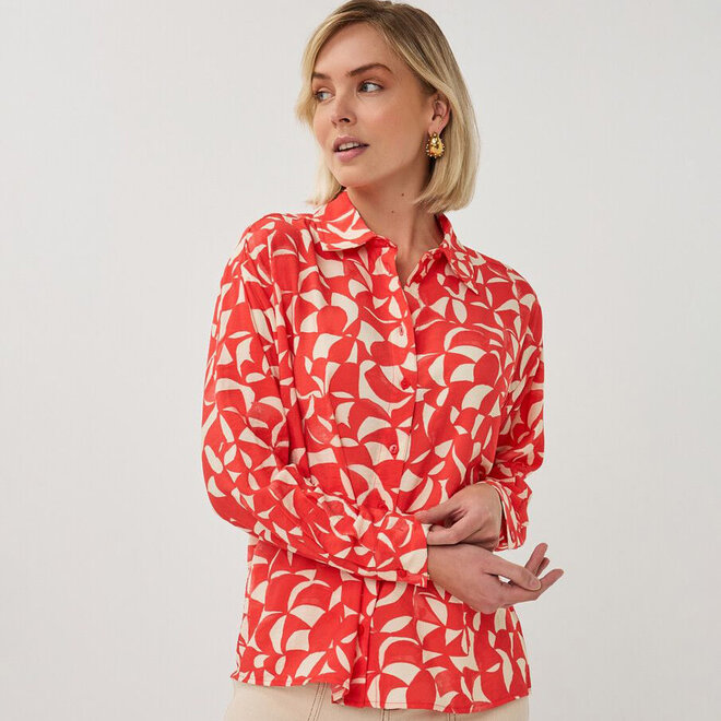 Blouse Wide Scarlet Graphic Print
